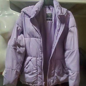 Abercrombie & Fitch Lavender Puff Coat Hooded Water Resistant Warm Light S M